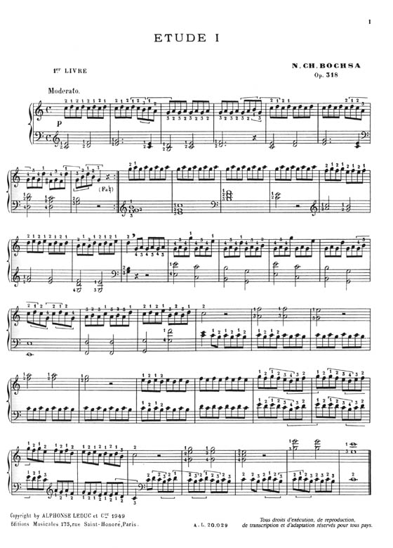 Bochsa Célèbres Études Pour La Harpe, Quarante Études Faciles, Op.318, 1er Cahier
