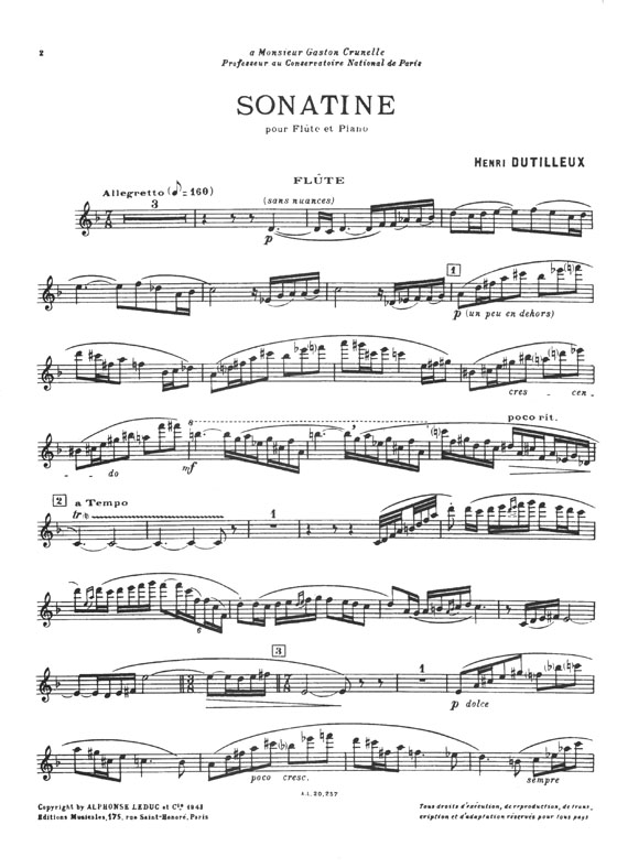 Henri Dutilleux Sonatine pour Flûte et Piano