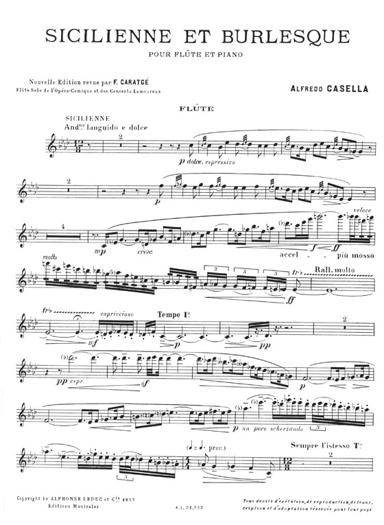 Alfredo Casella Sicilienne et Burlesque pour Flute et Piano