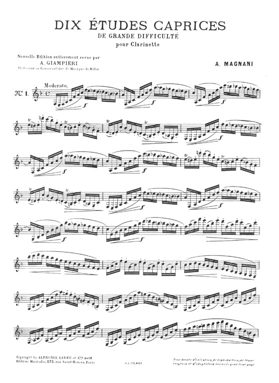 A. Magnani Dix Études~Caprices De Grande Difficulté pour Clarinette
