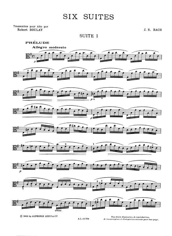 J. S. Bach Six Suites Transcrites pour Alto (Viola)
