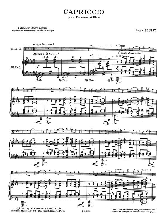 Roger Boutry Capriccio  pour Trombone et Piano