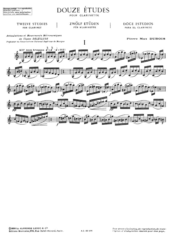 P. M. Dubois: Douze Études Pour Clarinette