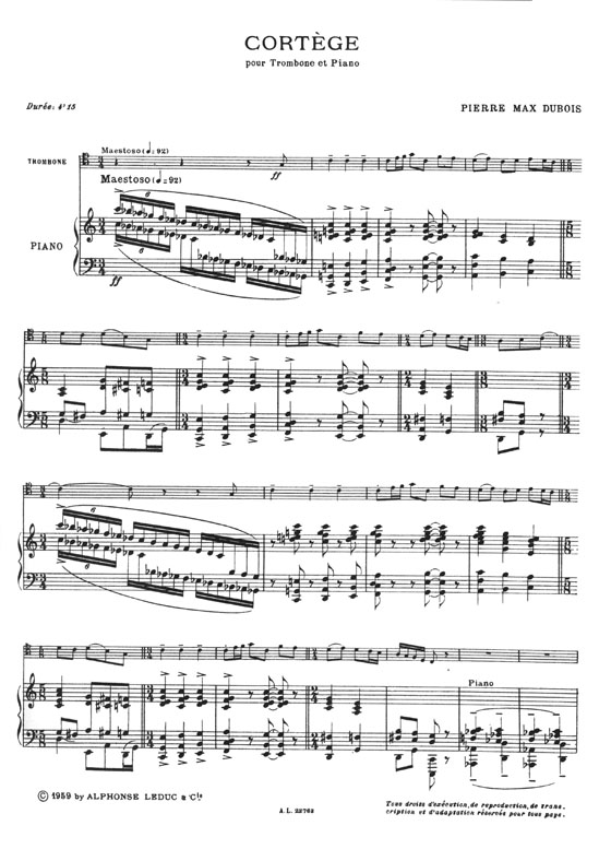 P. M. Dubois Cortège pour Trombone et Piano