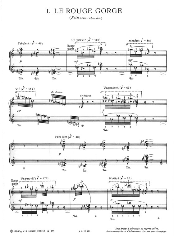 Messiaen Petites Esquisses D'oiseaux Pour Piano