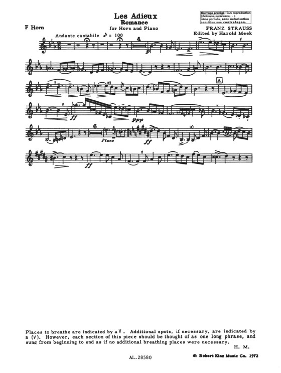 Franz Strauss Les Adieux Romance for Horn & Piano Franz Strauss Les Adieux Romance for Horn & Piano