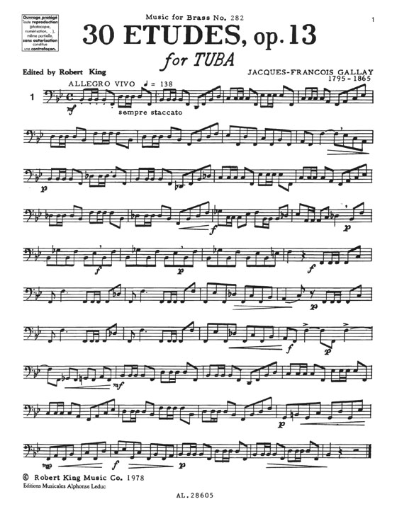Jacques François Gallay 30 Etudes , Op. 13 for Tuba