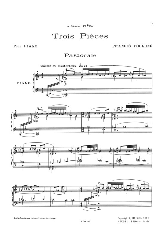 Francis Poulenc Trois Pièces pour Piano