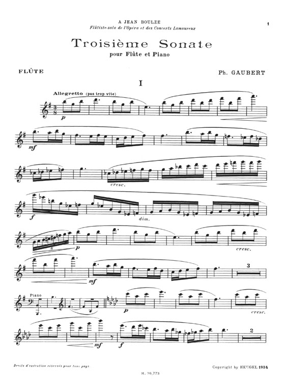 Phillippe Gaubert 3e Sonate pour Flûte et Piano