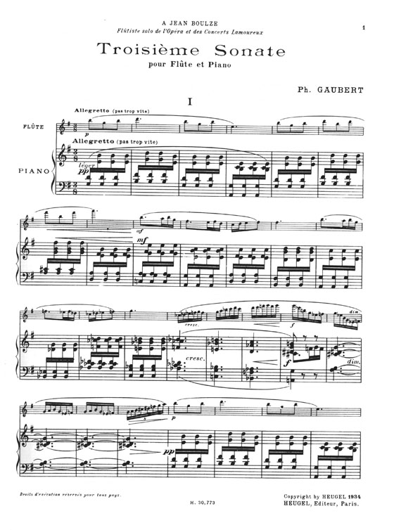 Phillippe Gaubert 3e Sonate pour Flûte et Piano