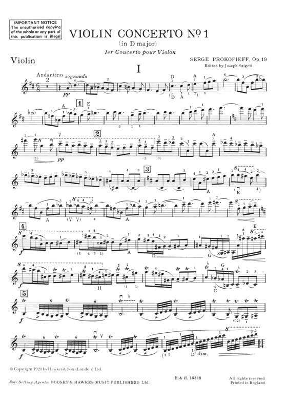 Prokofiev: Violin Concerto No. 1 Op. 19 Violin and Piano