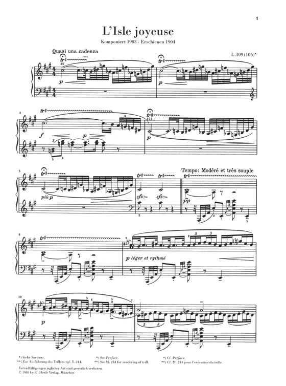 Debussy L'isle Joyeuse for Piano