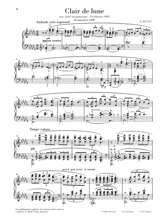 Debussy Clair de Lune for Piano