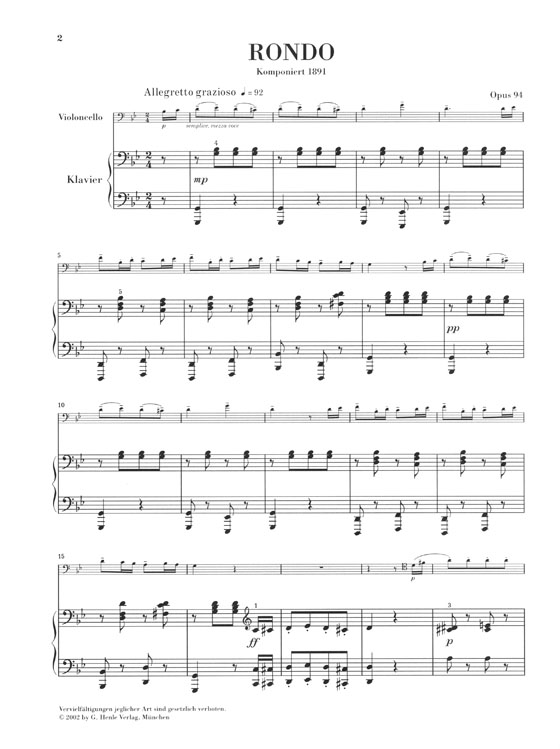 Dvorák Rondo für Violoncello und Klavier g-moll Opus 94