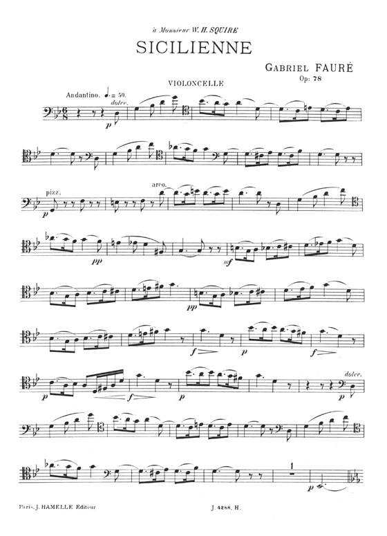 Gabriel Fauré Sicilienne pour Violon ou Violoncelle et Piano