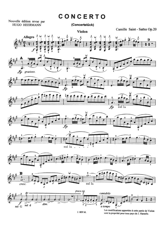 Saint-Saëns Concerto Opus 20 pour Violon avec Accompagnement de Piano