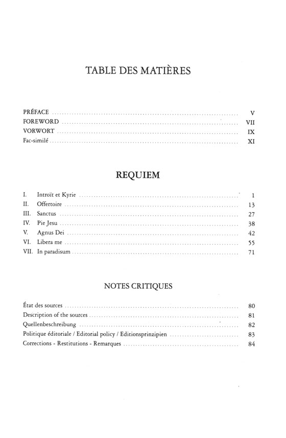 Gabriel Fauré Requiem Op. 48 Version de Concert, 1900 Chant et Piano