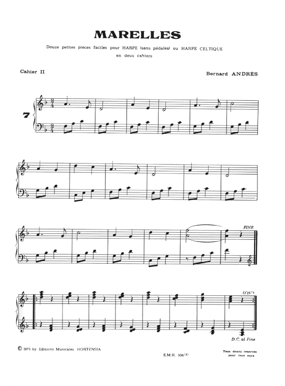 Bernard Andrès - Marelles pour harpe (2ème Cahier) Bernard Andrès - Marelles pour harpe (2ème Cahier)