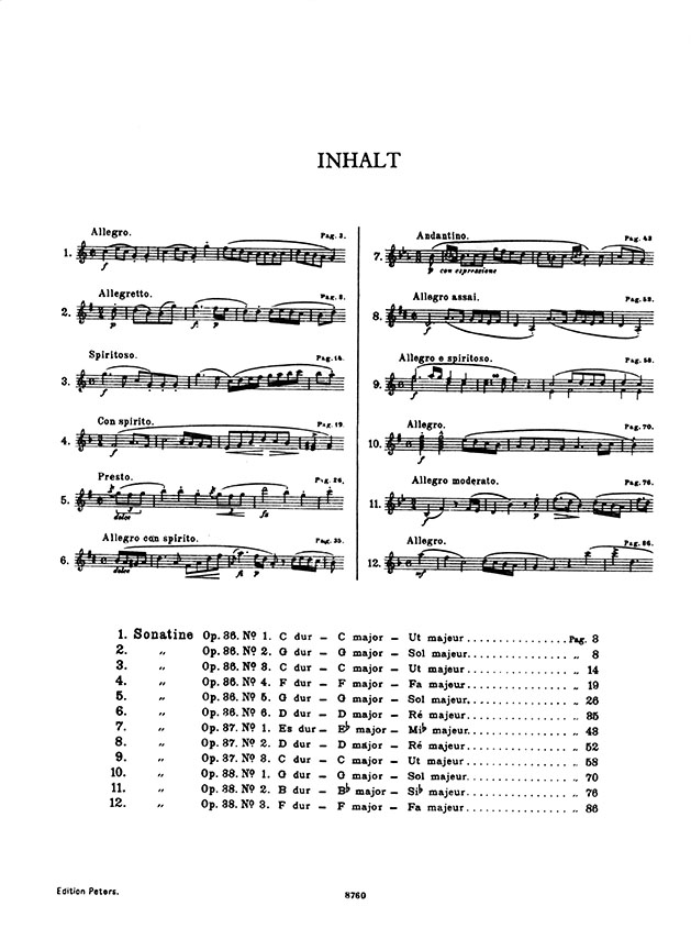 Clementi Sonatinas Opus 36, 37, 38 for Piano