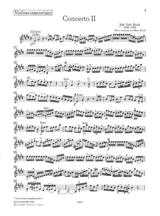 J. S. Bach Concerto for Violin, Strings and Basso Continuo E major BWV 1042 Edition for Violin and PIano