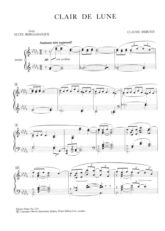 Claude Debussy Clair de Lune for Solo Piano (Urtext)