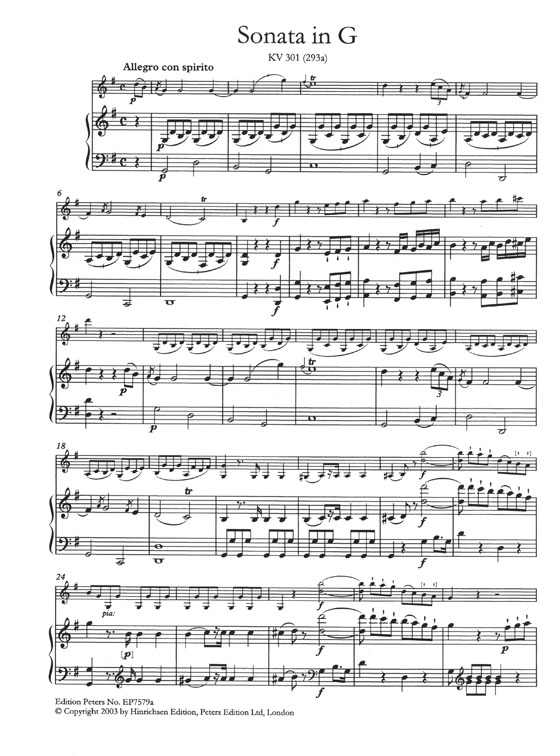 Mozart Violin Sonatas Ⅰ K301-K306 (Cliff Eisen) Piano and Violin (Urtext)