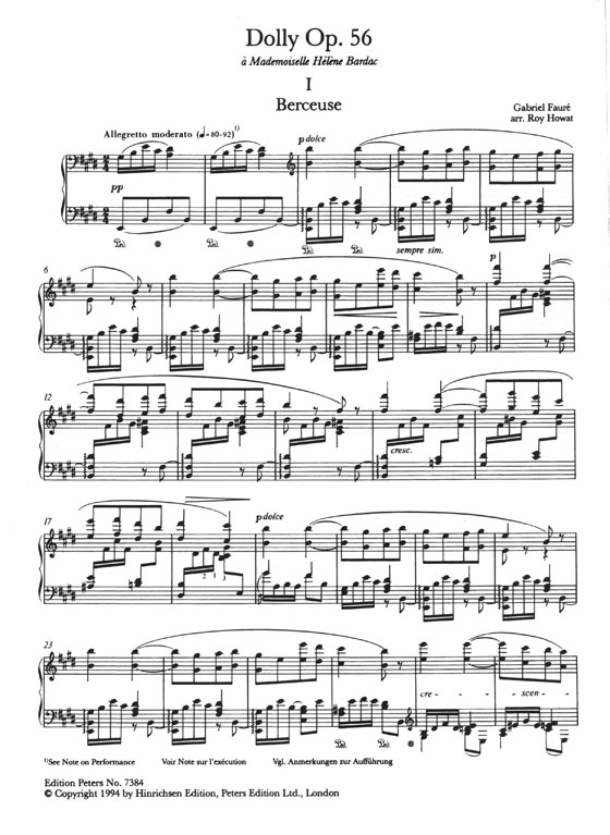 Gabriel Fauré Dolly Op. 56 for Solo Piano Gabriel Fauré Dolly Op. 56 for Solo Piano