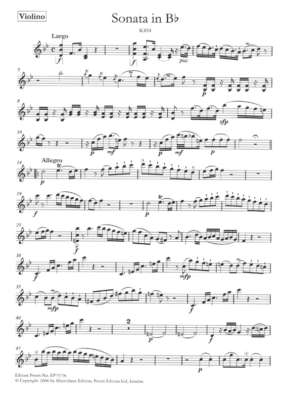 Mozart Violin Sonatas Ⅲ K454, K481, K526, K547, Variations K359 & K360 (Cliff Eisen) Piano and Violin (Urtext)