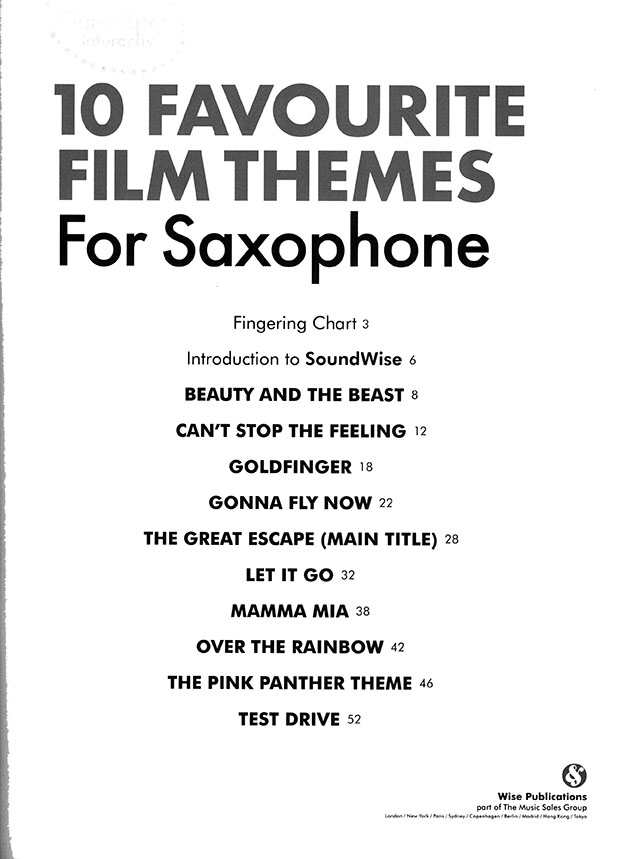 Guest Spot Interactive 10 Favourite Film Theme for Saxophone