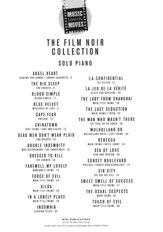 Music From The Movies: The Film Noir Collection for Solo Piano