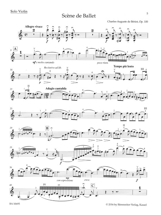 De Bériot: Scène de Ballet Op. 100 for Violin and Piano