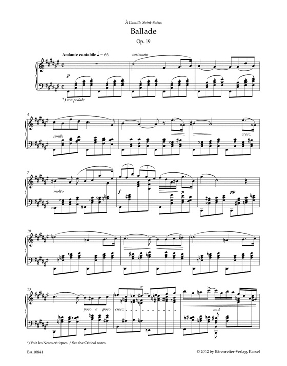 Fauré Ballade for Piano Op. 19