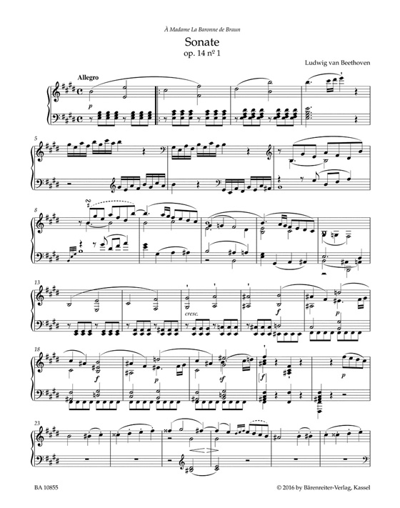 Beethoven Two Sonatas in E Major, G Major for Pianoforte Op. 14