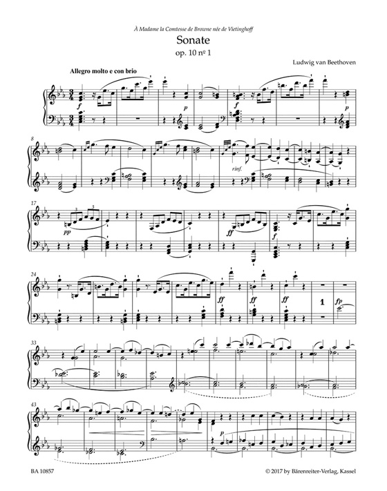 Beethoven Three Sonatas in C minor, F major, D major for Pianoforte Op. 10