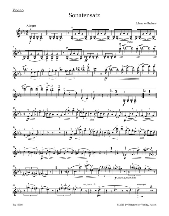 Brahms Sonata Movement in C minor from the F.A.E. Sonata for Violin and Piano WoO 2