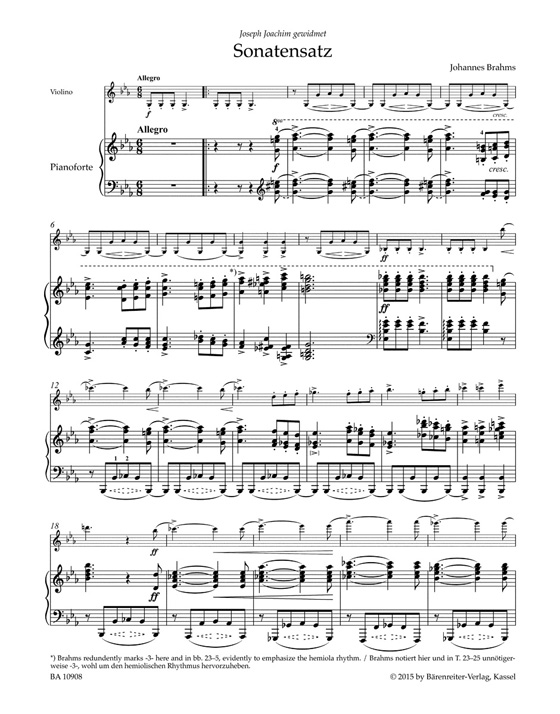 Brahms Sonata Movement in C minor from the F.A.E. Sonata for Violin and Piano WoO 2