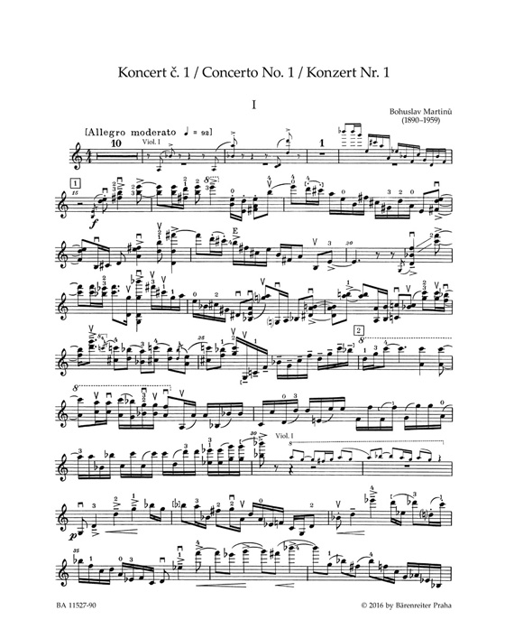 Bohuslav Martinů Concerto No. 1 for Violin and Orchestra H 226 Piano Reduction