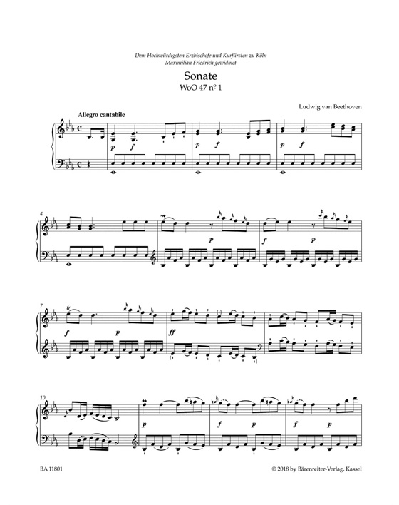 Beethoven Three Sonatas in E-flat Major, F minor, D Major for Pianoforte WoO 47 "Kurfürsten Sonatas"