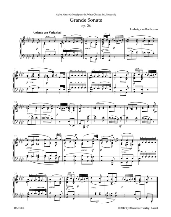 Beethoven Grande Sonate in A-flat major for Pianoforte Op. 26 "Funeral March"