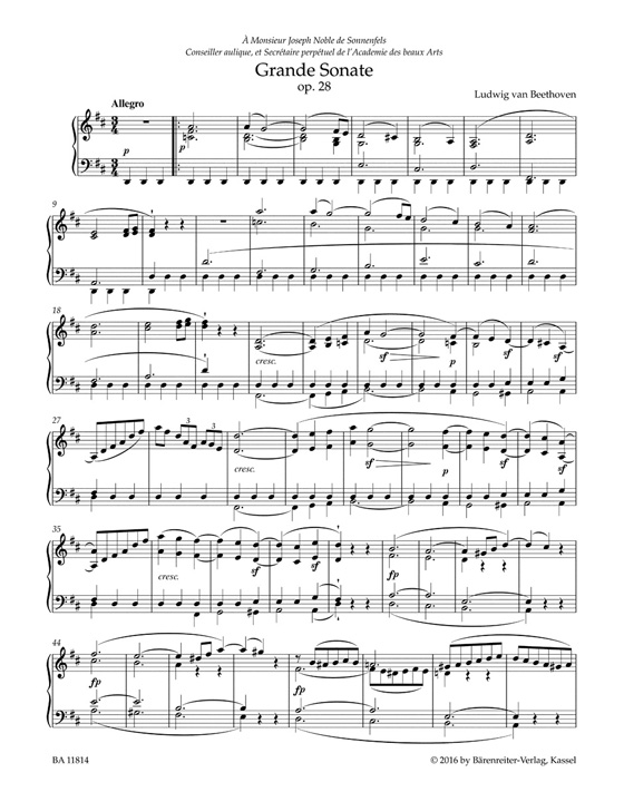 Beethoven Sonata in D Major for Pianoforte Op. 28 "Pastorale"
