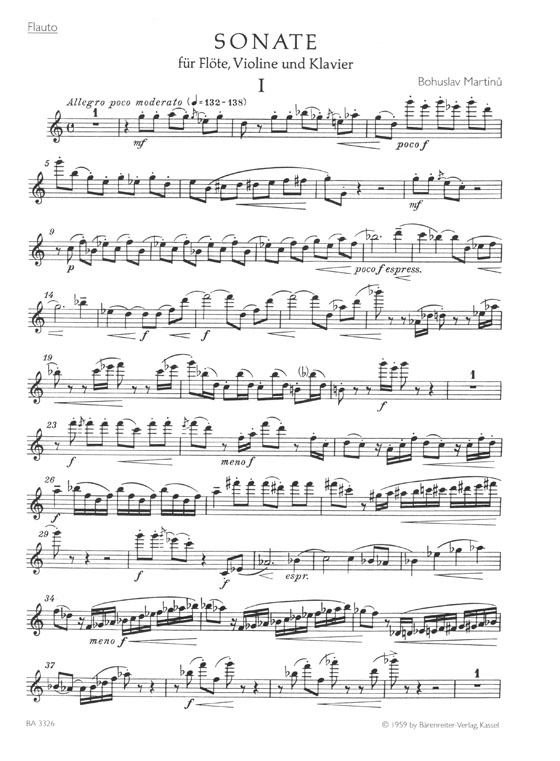 Bohuslav Martinů Sonata for Flute, Violin and Piano