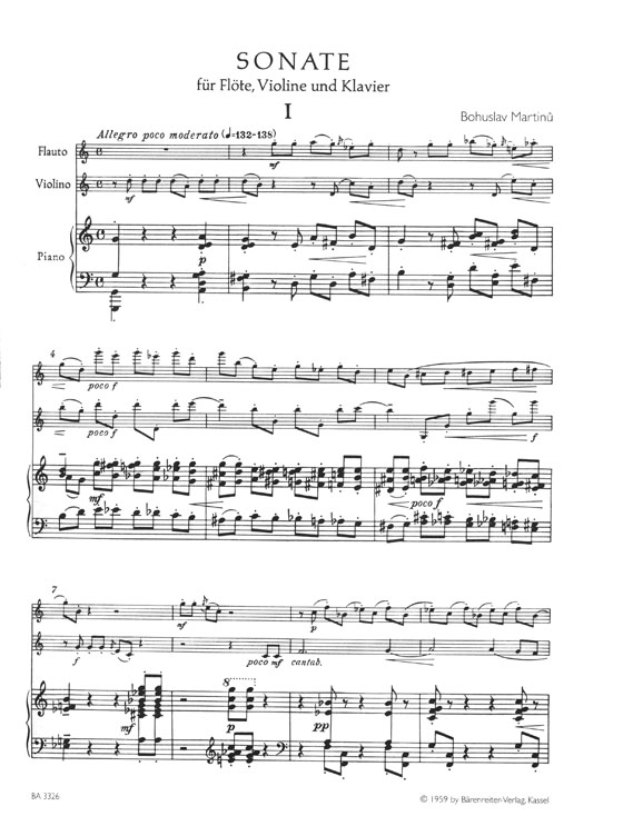 Bohuslav Martinů Sonata for Flute, Violin and Piano