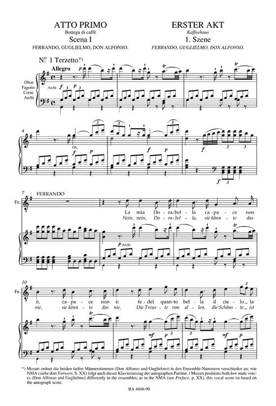 Mozart Così fan tutte ossia La scuola degli amanti KV 588 Klavierauszug Vocal Score Mozart Così fan tutte ossia La scuola degli amanti KV 588 Klavierauszug Vocal Score