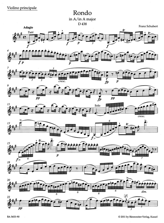 Schubert Rondo in A Major for VIolin and Strings D 438 Piano Reduction