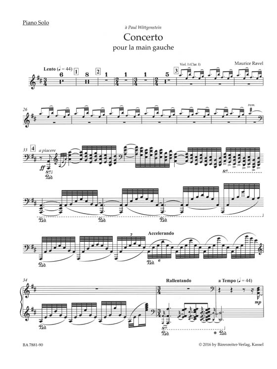 Ravel Concerto for the Left Hand for Piano and Orchestra (Piano Reduction)