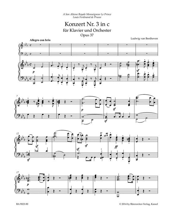 Beethoven Konzert Nr. 3 in c für Klavier und Orchester, Op. 37 Beethoven Konzert Nr. 3 in c für Klavier und Orchester, Op. 37