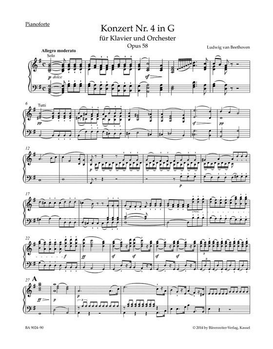 Beethoven Konzert Nr. 4 in G für Klavier und Orchester, Op. 58 Beethoven Konzert Nr. 4 in G für Klavier und Orchester, Op. 58