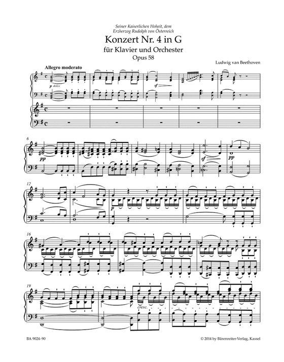 Beethoven Konzert Nr. 4 in G  für Klavier und Orchester, Op. 58