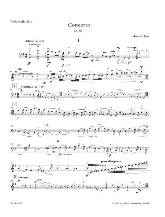 Edward Elgar Concerto in E Minor for Violoncello and Orchestra Op.85 Arrangement for Violoncello and Piano