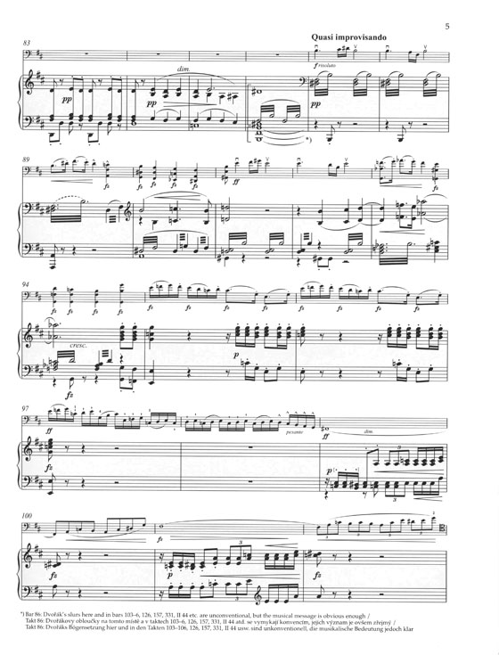 Dvorák Koncert pro Violoncello B Minor Opus 104 Arrangement for Violoncello and Piano by the Composer